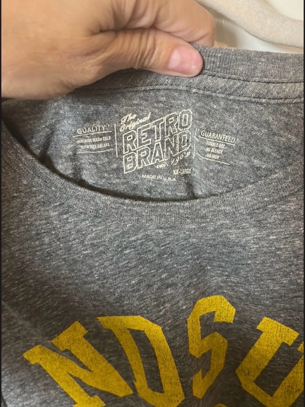 Original Retro Brand Gray NDSU Bison Short Sleeve Tee with Yellow & Green Logo - Picture 2 of 3